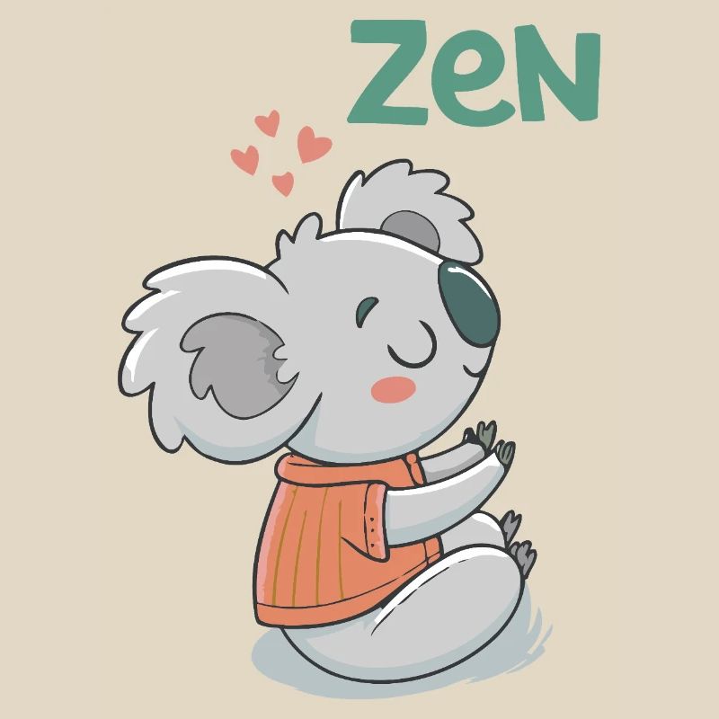 Koala Zen im orangefarbenen Pullover