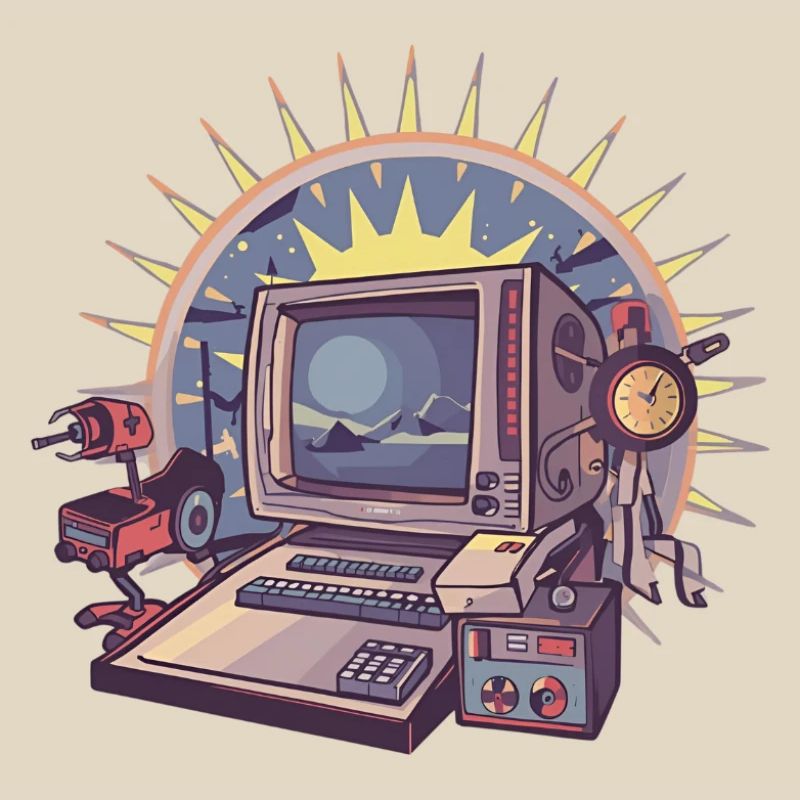 Futuristischer Computer mit Retro-Elementen