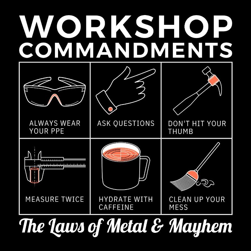 Workshop Rules, Sarcastic Machinist & Engineer Tee