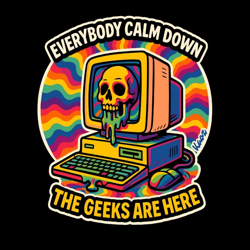 Geeks Are Here Retro Skull Computer