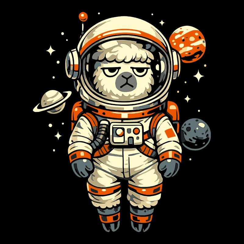 Grumpy Alpaca Astronaut in Space