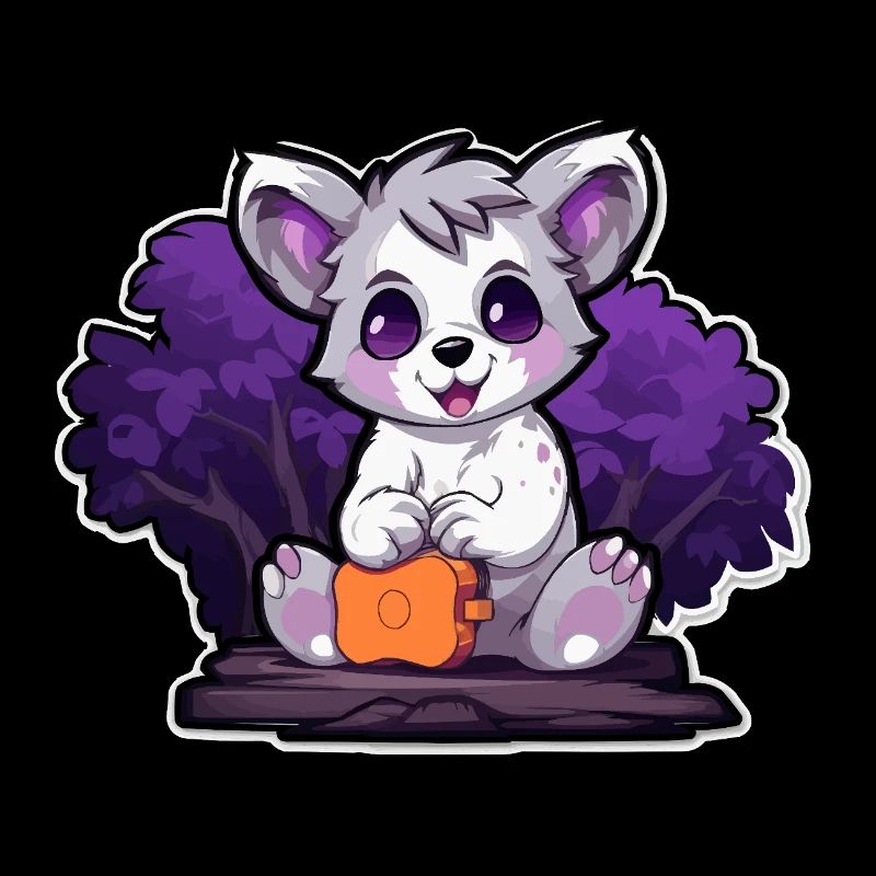 Panda câlin dans le buisson violet