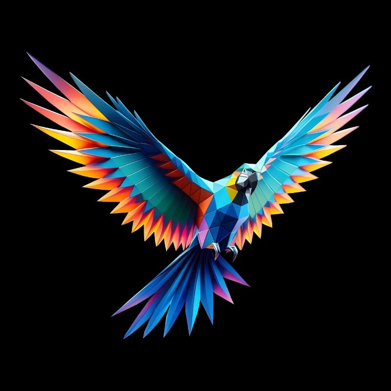 3D geometric multicolor origami parrot