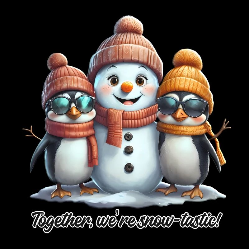 Snow-tastic Freundschaft: Pinguine & Schneemann