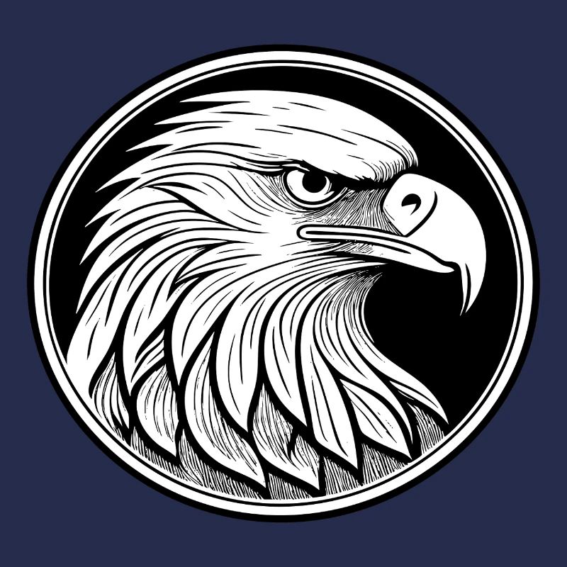 Stylized eagle in black and white design