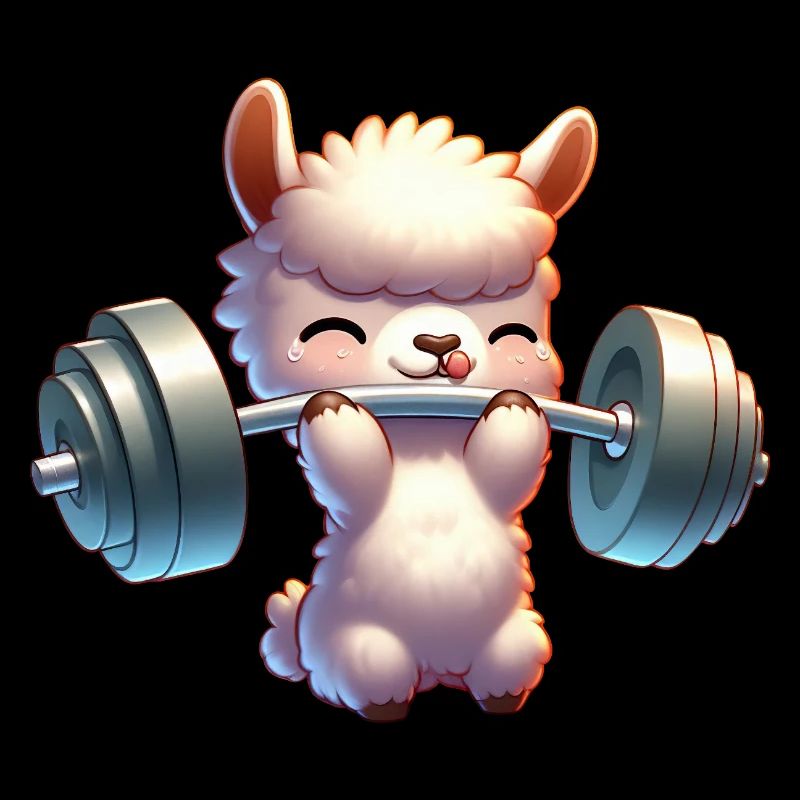 Süße Lama Alpaka Hantel Chibi Workout