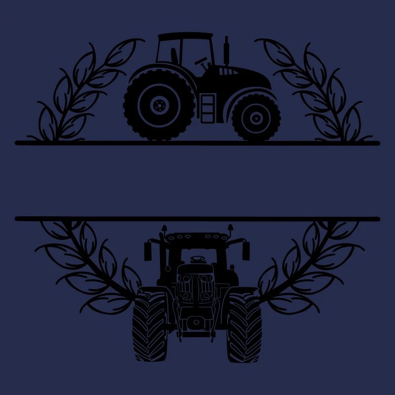 Tractor side and front view in wheat wreath