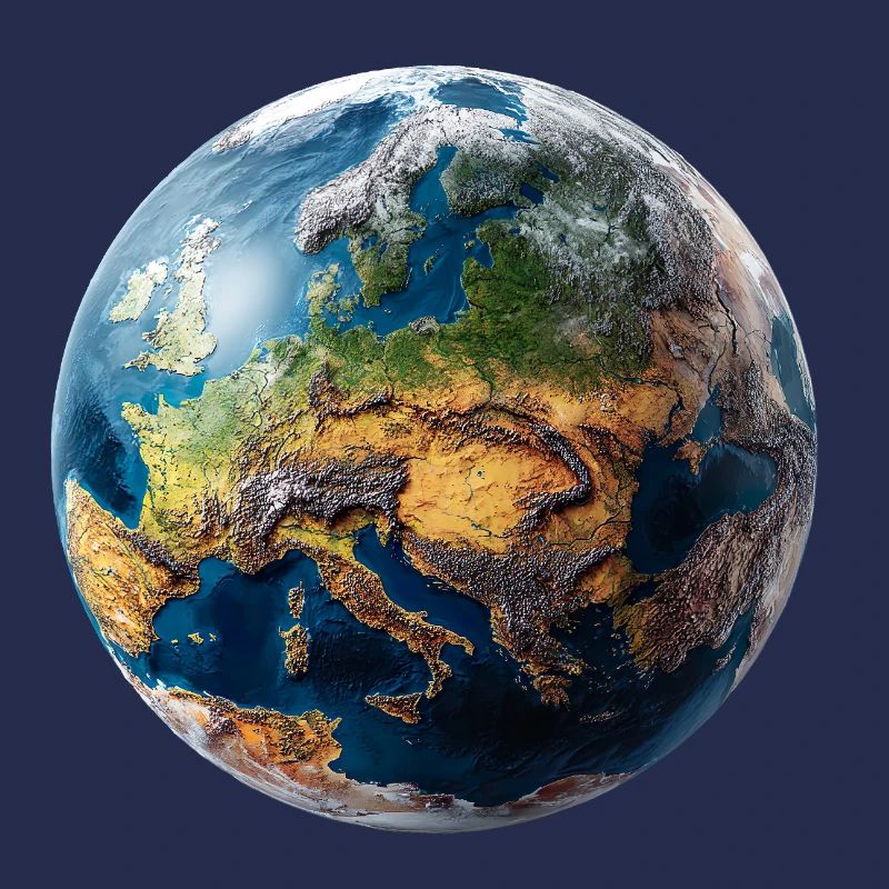 Conception du globe : paysage Europe-Asie