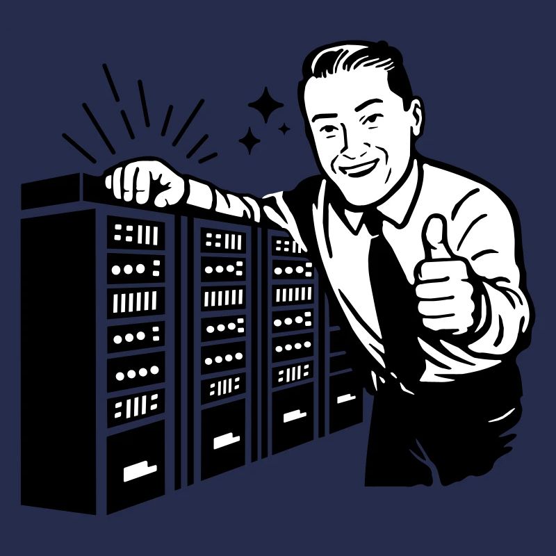 Retro IT Admin Smiling – Vintage Tech Support