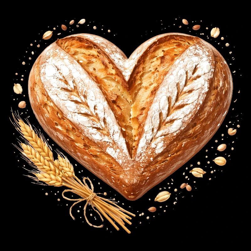 Herz Brot Backen Sauerteig Bäcker Design 