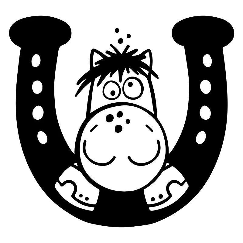 Pferd auf Hufeisen
