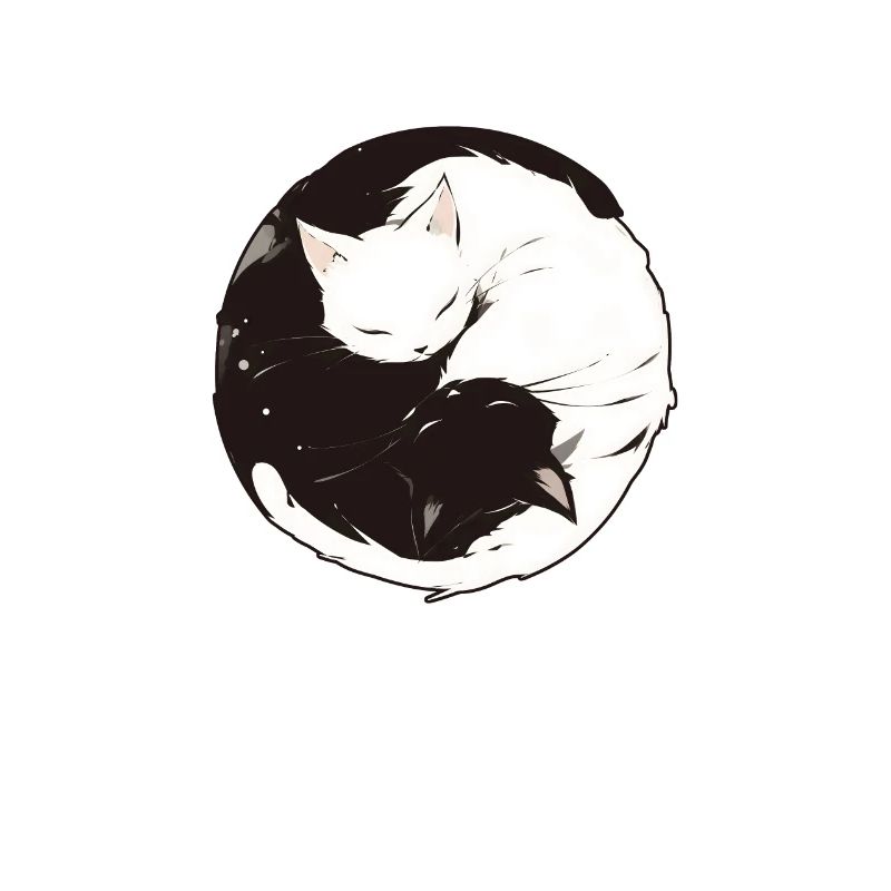 Yin et Yang bouddhisme graphique chats chat support