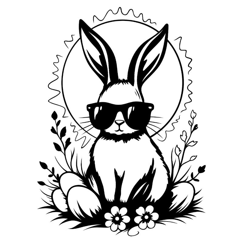 Easter - Cool bunny with sunglasses and eggs