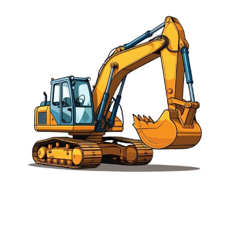 Excavator Construction Machine Illustration for Construction Site Fans