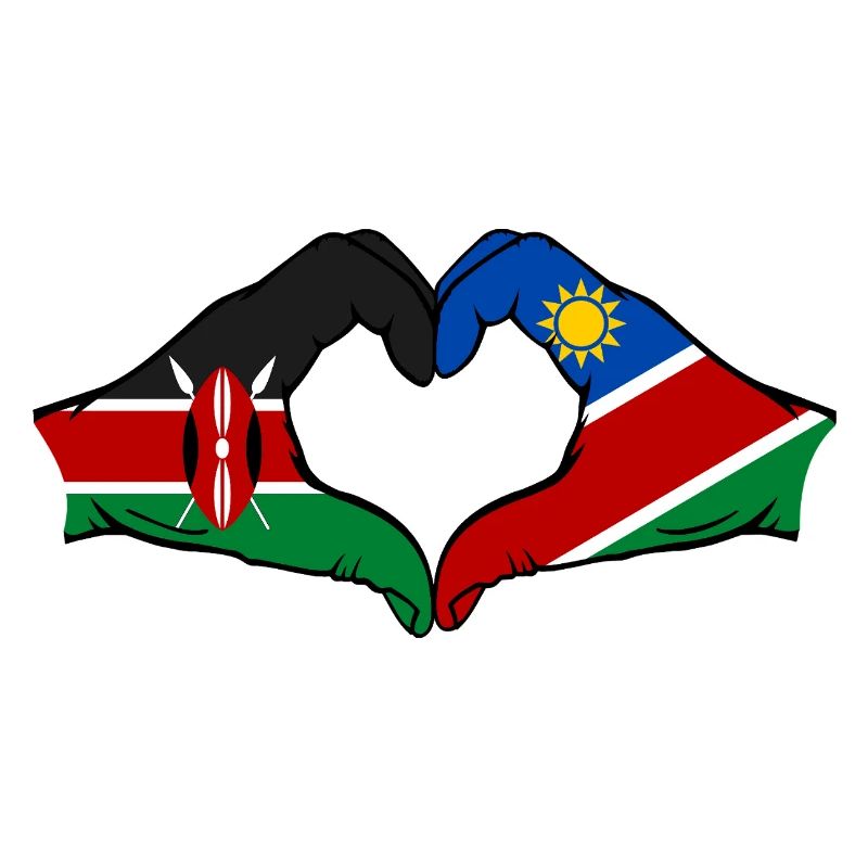 Kenya Namibia Flag Hands Heart Shape