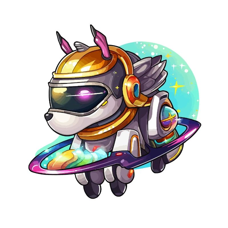 Chien de l’espace sur un hoverboard