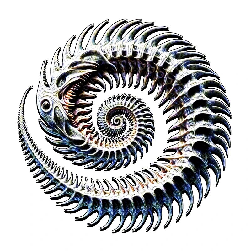Fantasy Fossil Spiral Bony Fish Metamorphosis