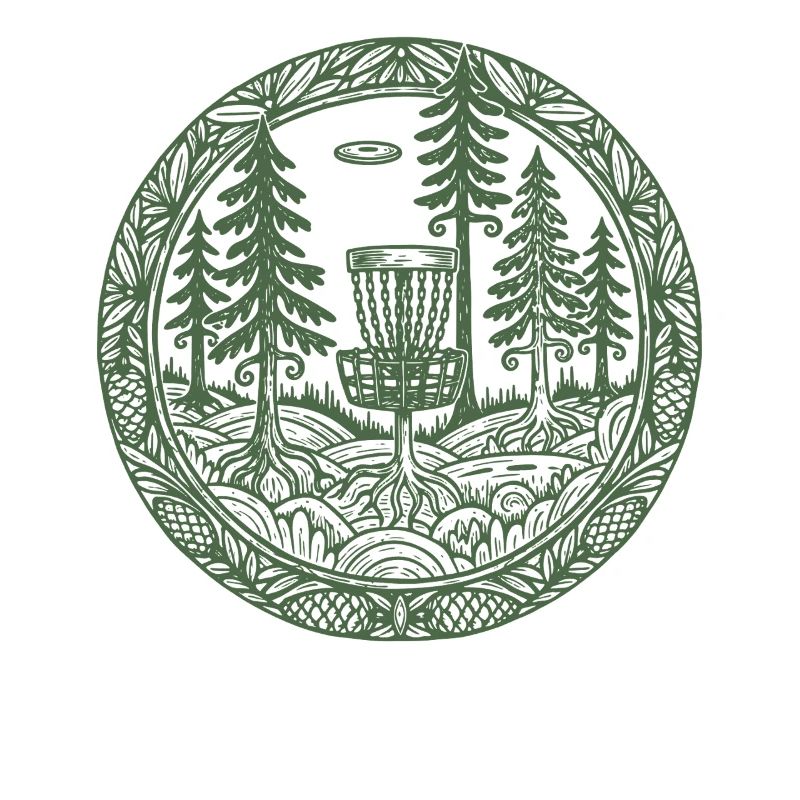 Forest Disc Golf Basket Flying Disc Course Scene