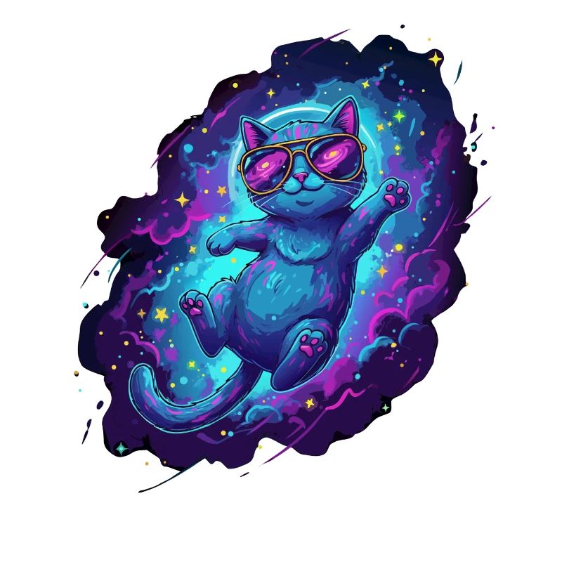 Chat de l’espace cool avec des lunettes de soleil dans l’espace
