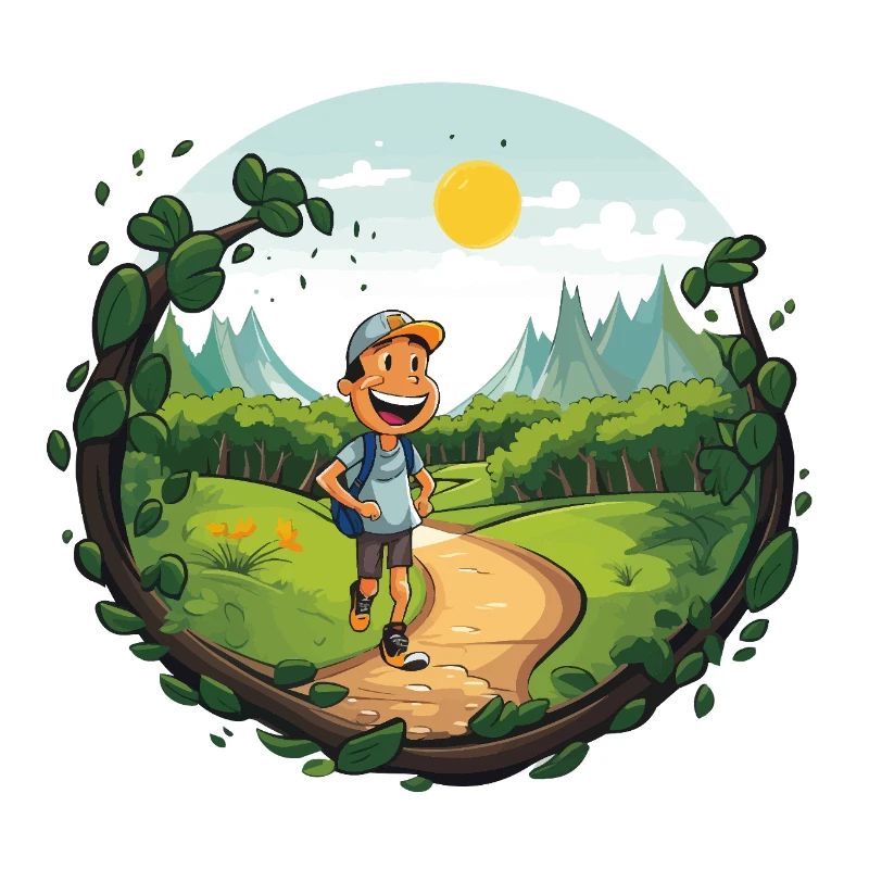 Hikers on the forest path