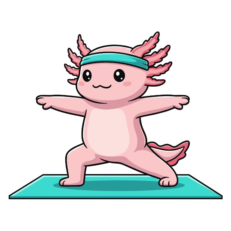 Yoga Axolotl Fish Doing Warrior Pose