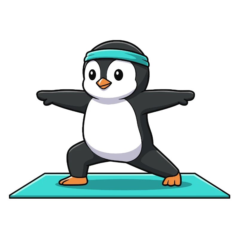 Yoga Penguin Bird Doing Warrior Pose