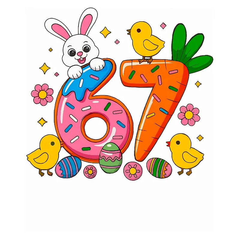 67 Six Seven Cute Bunny Rabbit Easter Day 