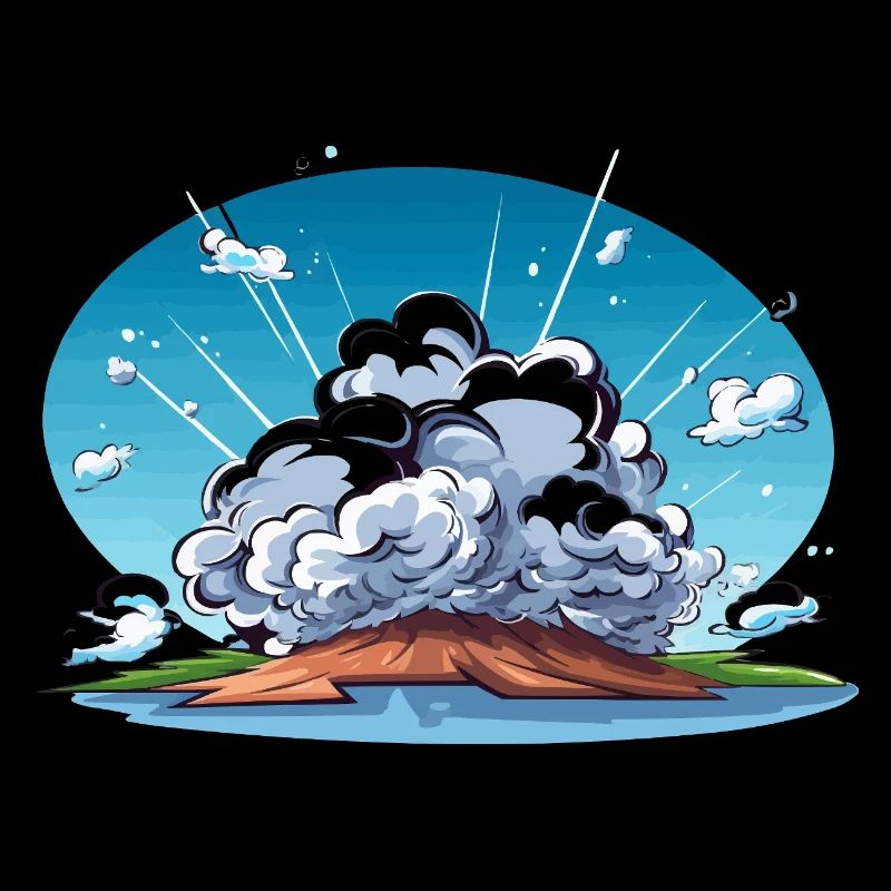 Comic explosion in the landscape panorama