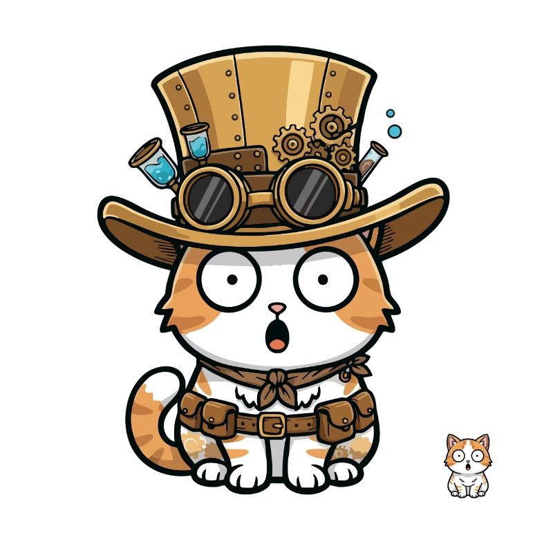 Cat Explorer Steampunk Top Hat Goggles