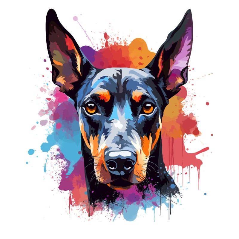 Lebendiges Dobermann-Splash-Porträt