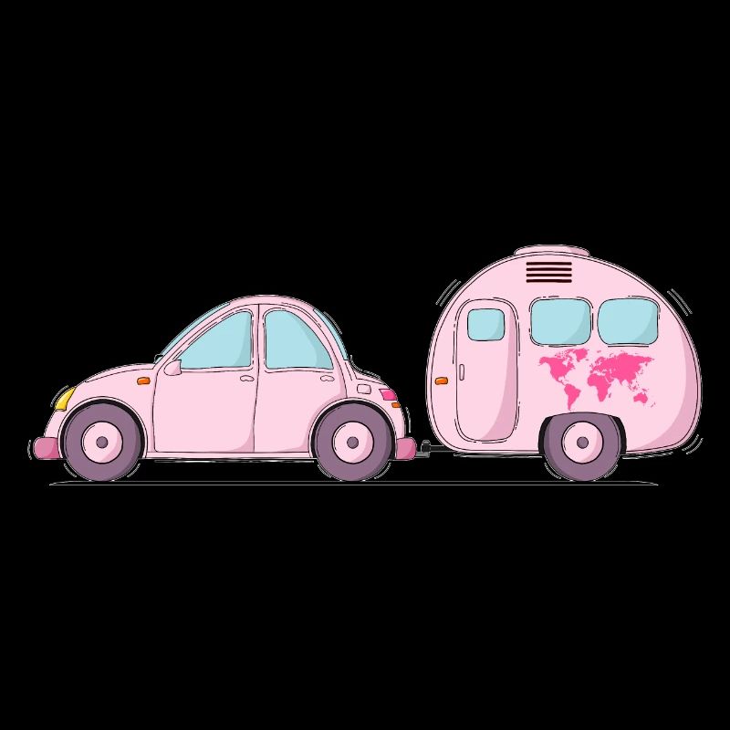 Auto mit Wohnwagen Rosa