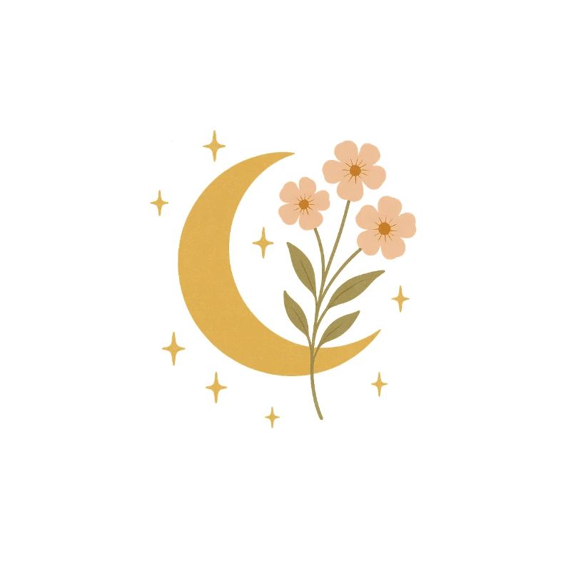 Conception d’illustration de lune et de fleurs