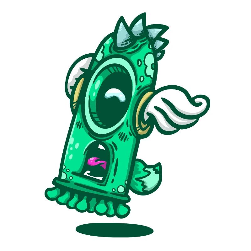 Green Winged Monster Window