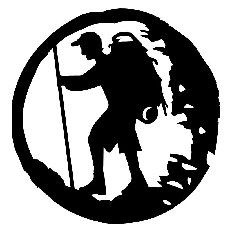 A hiker with backpack and trekking pole