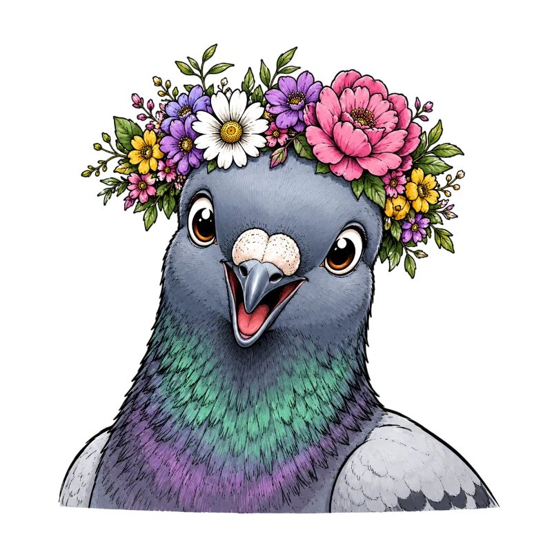 Colombe décorée de fleurs