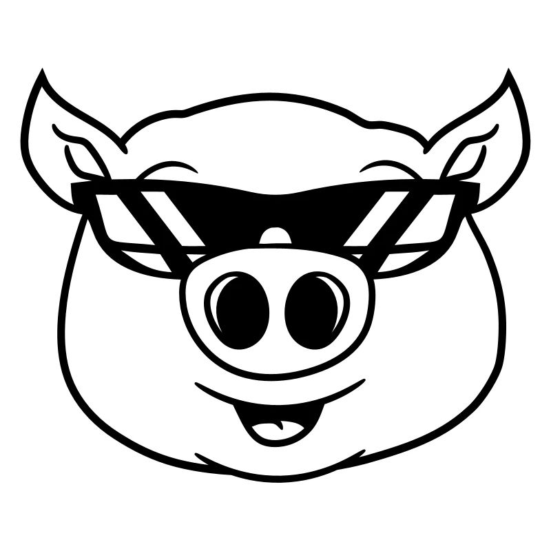 cool sunglasses pig face head cute cute comic cart