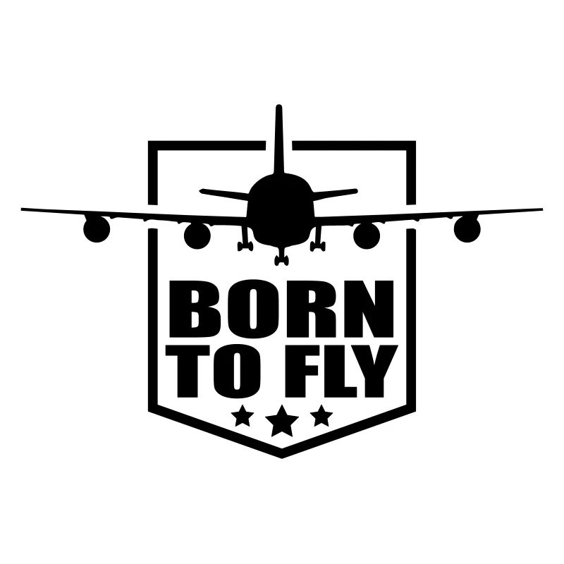 Design born to fly logo wing aircraft pilot crest