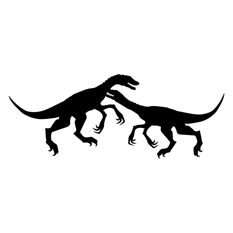 2 fight raptor hunt silhouette black outline t-rex