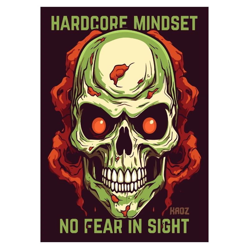 Gothic skull with hardcore saying