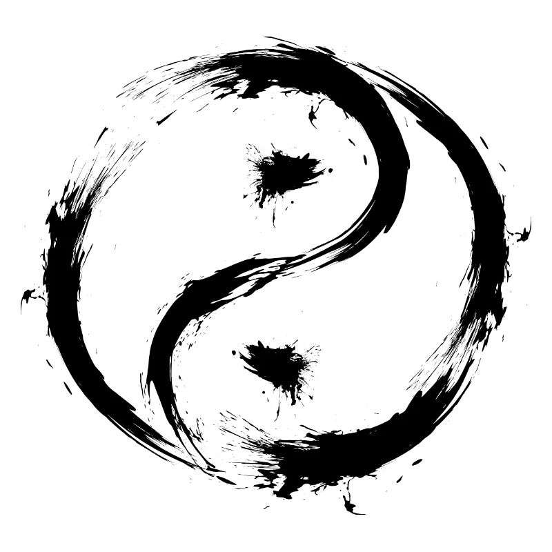 Yin Yang Kreise Symbol Bürste Schwarz