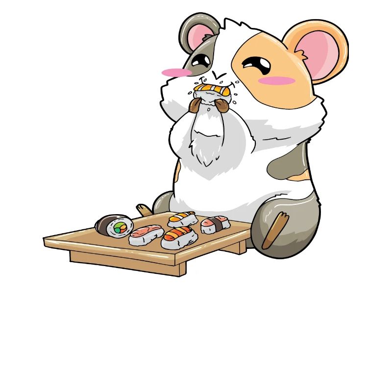 Drôle de cochon d’Inde mangeant des sushis