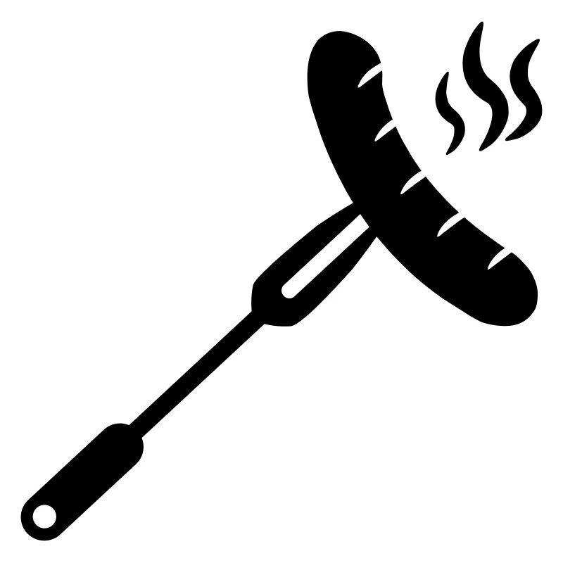 Sausage, bratwurst on a fork for BBQ