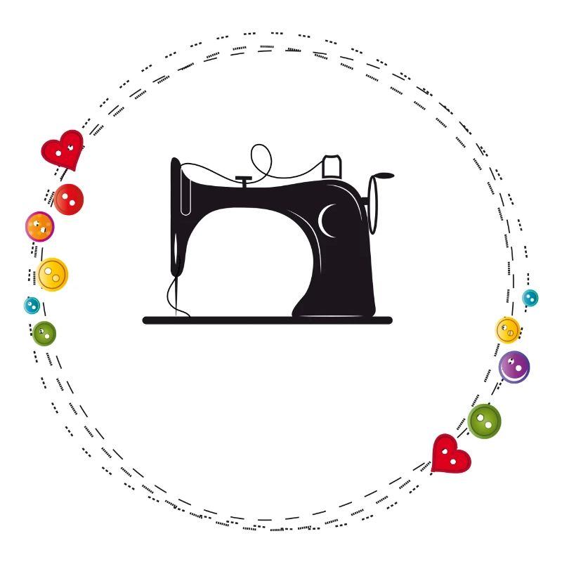 nostalgic stylized sewing machine with buttons