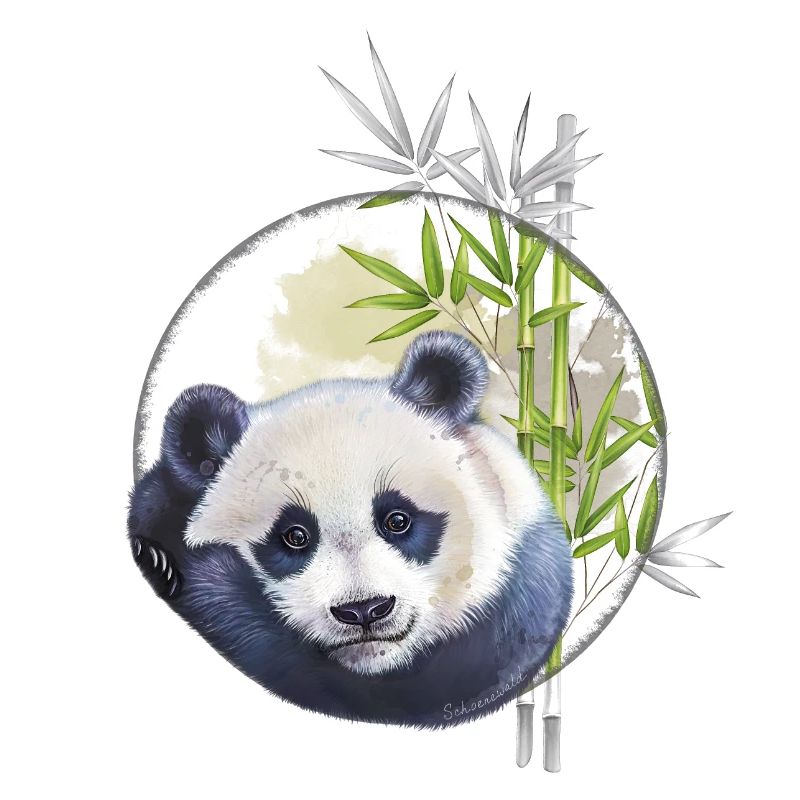 Cute panda bear with bamboo