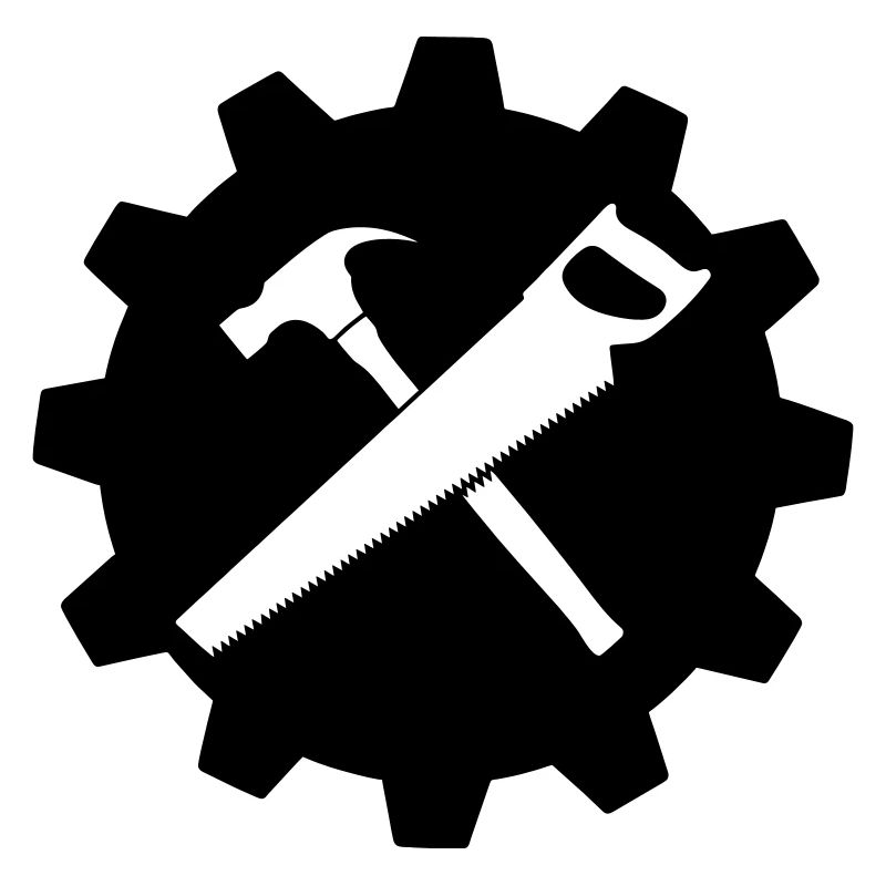 Teamwork carpenter hammer and saw logo gear