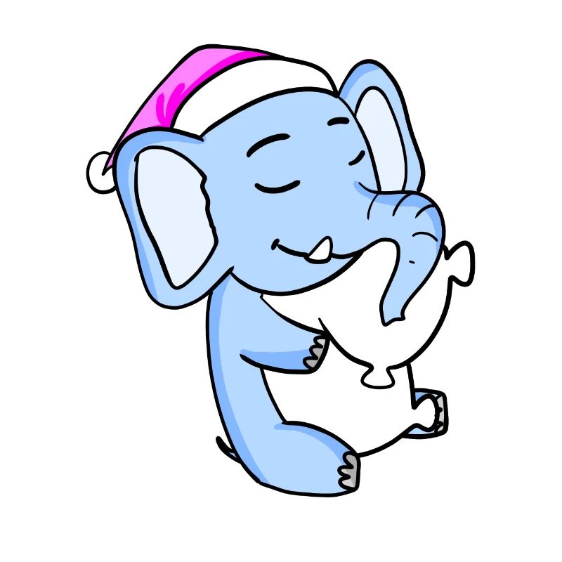 Elephant with pillow and sleeping cap