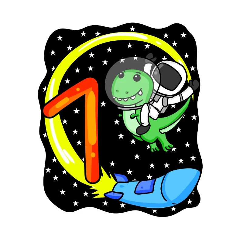 Young 7 years old dinosaur astronaut