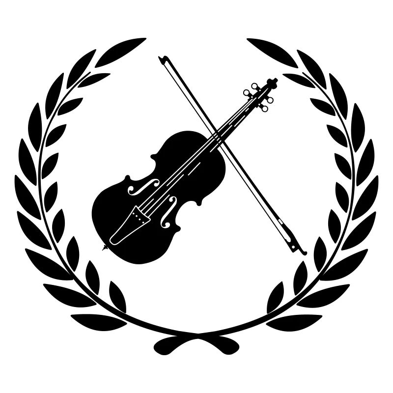 Logo de violon pour couronne de laurier