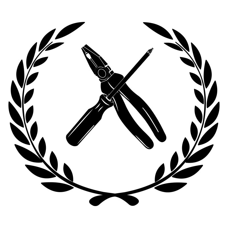 Tools for electrician in laurel wreath.