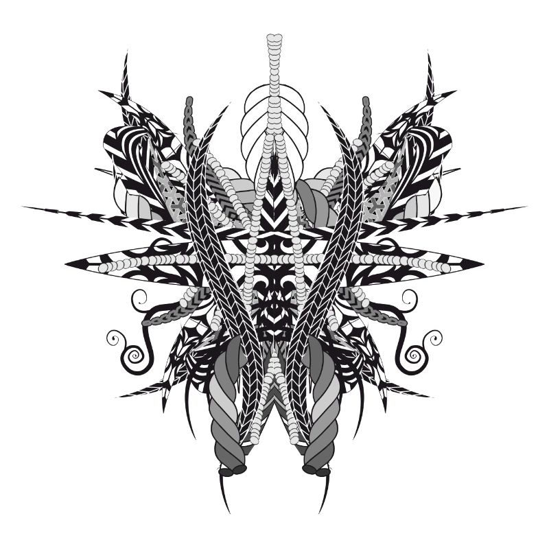 artistic structure made of ribbons and feathers